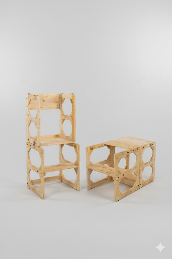 Convertible Kids Table Chair & Step Ladder (3-8 Yrs)