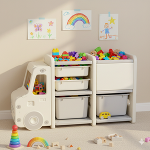 Storage Rack with Plastic Baskets