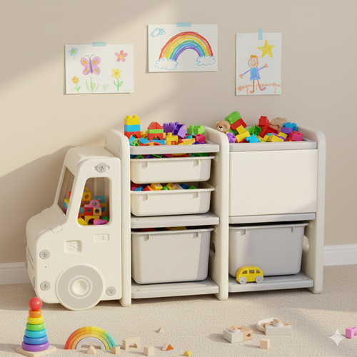 Storage Rack with Plastic Baskets