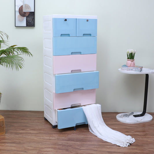 Soft Hued Chest of Drawer Pink & Blue