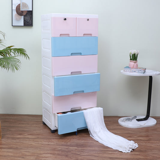 Soft Hued Chest of Drawer Pink & Blue