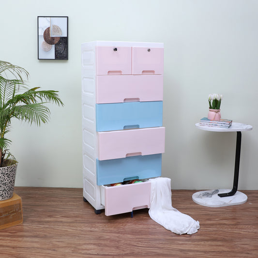 Soft Hued Chest of Drawer Blue & Pink