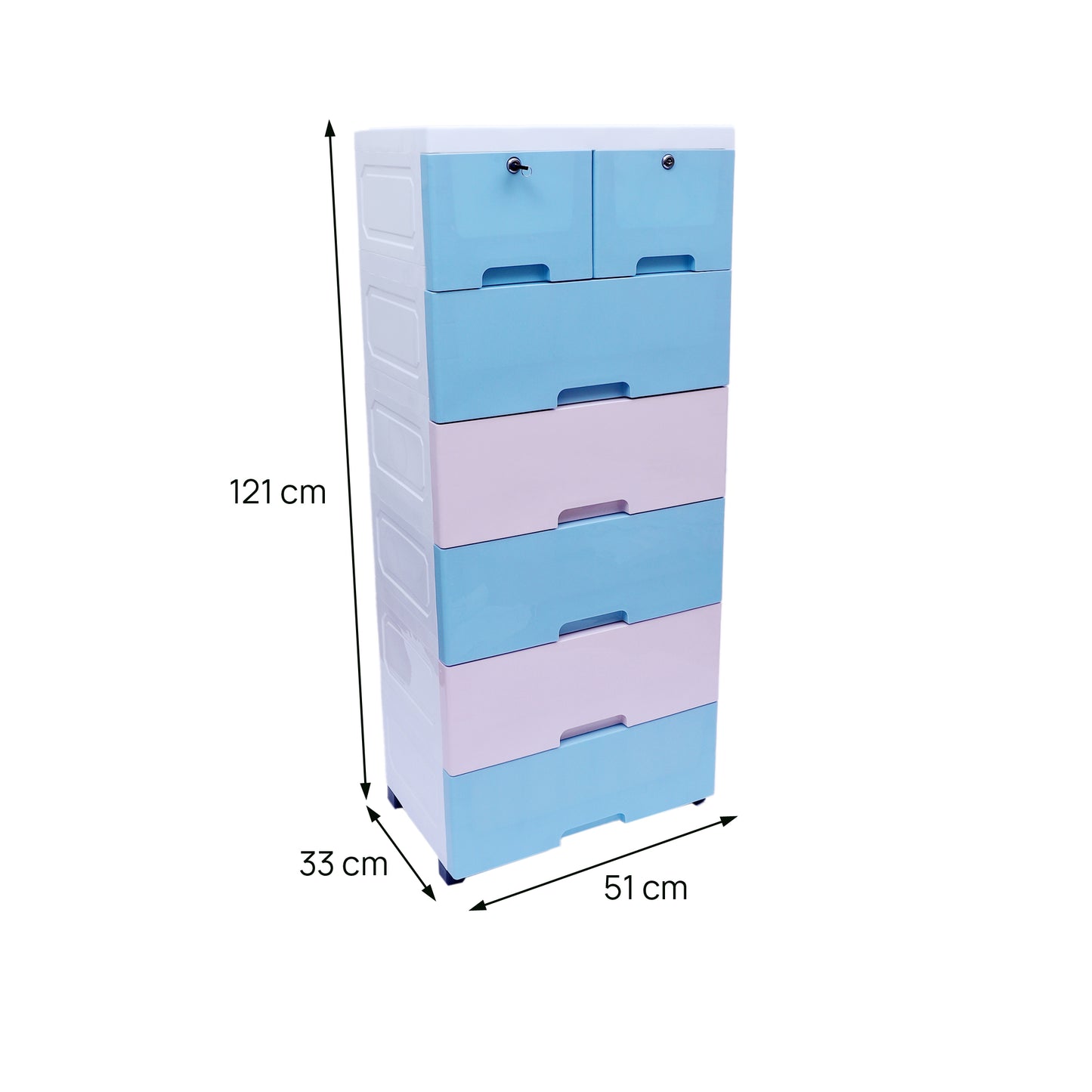 Soft Hued Chest of Drawer Pink & Blue