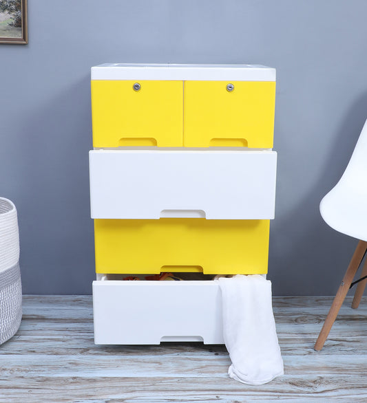 Soft Hued Chest Of Drawer White & Yellow (Large)