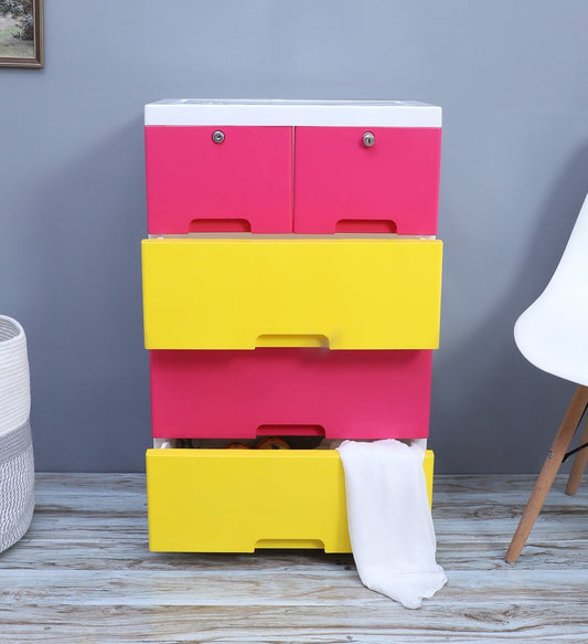 Soft Hued Chest Of Drawer Pink & Yellow