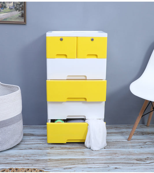Soft Hued Chest Of Drawer White & Yellow (Large)