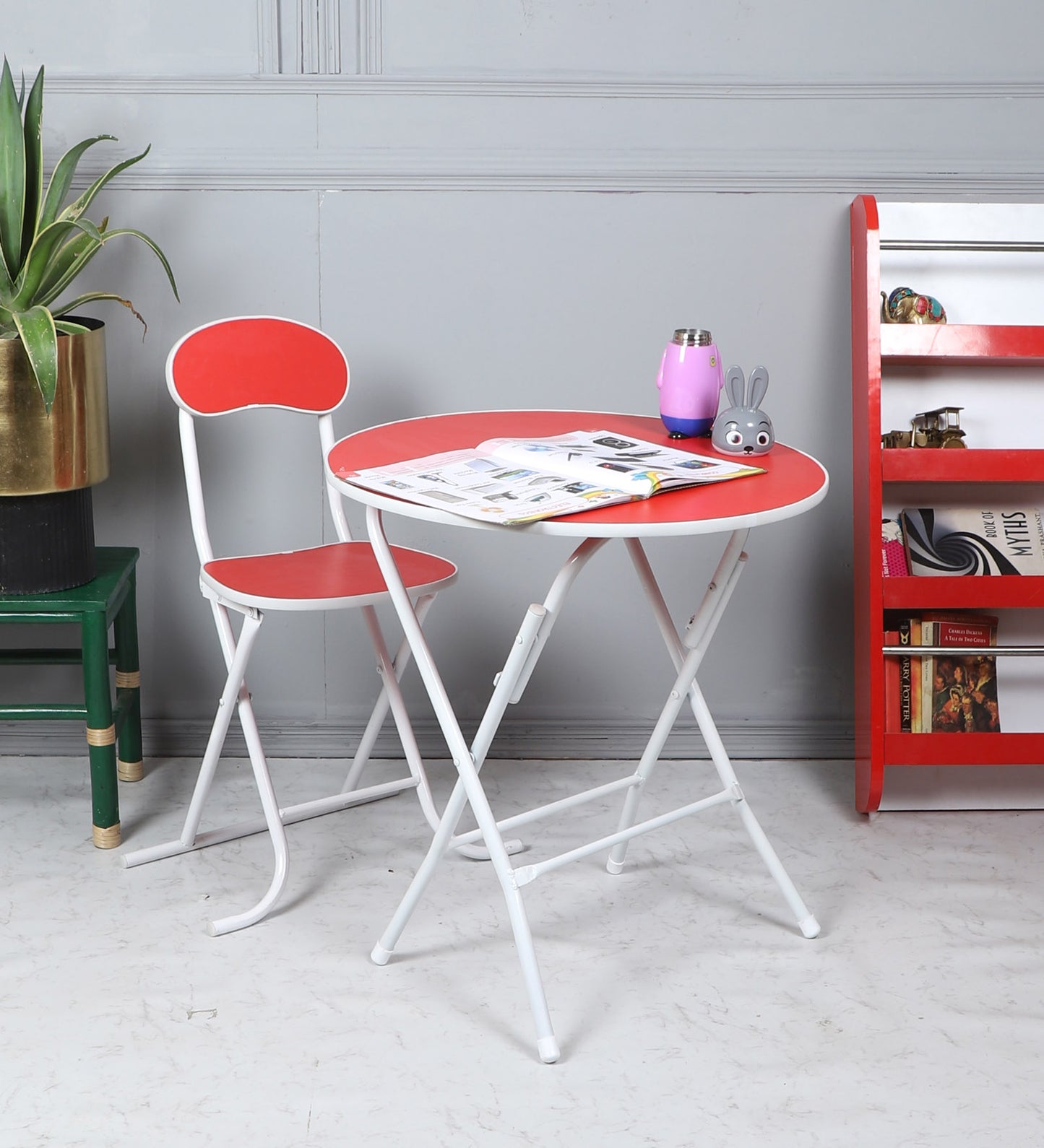 Foldable Round Table Chair Set Red (5-12 yrs, Large)