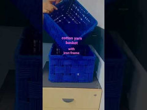 Blue cotton rope basket-set of 2