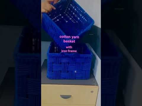 Blue cotton rope basket-set of 2