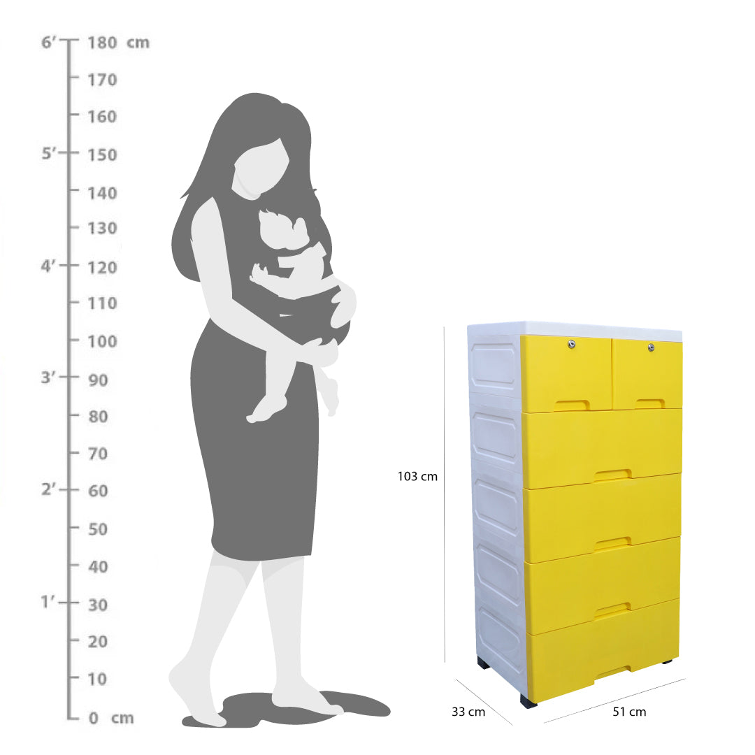 Soft Hued Chest Of Drawer Yellow (Large)