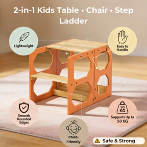 Convertible Kids Table Chair & Step Ladder (3-8 Yrs)