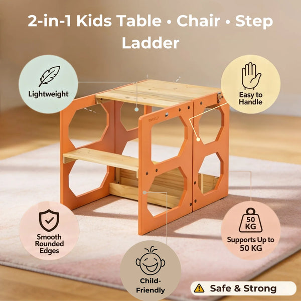 Convertible Kids Table Chair & Step Ladder (3-8 Yrs)