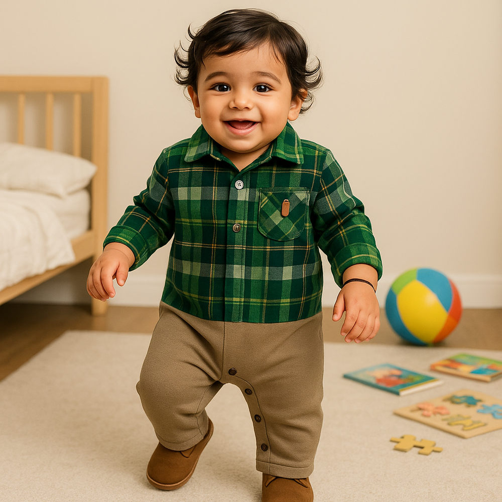 Little Explorer Check Romper