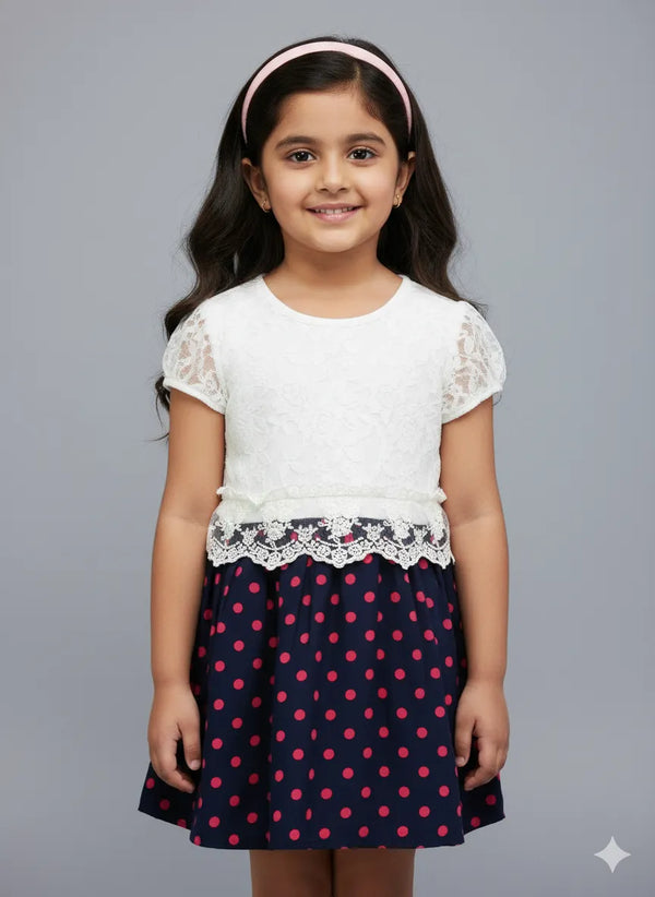 White Polka Chiffon Dress 2-3 Years