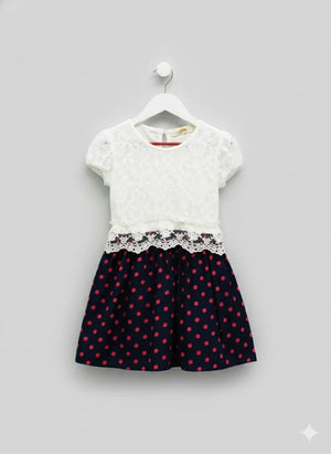 White Polka Chiffon Dress 2-3 Years
