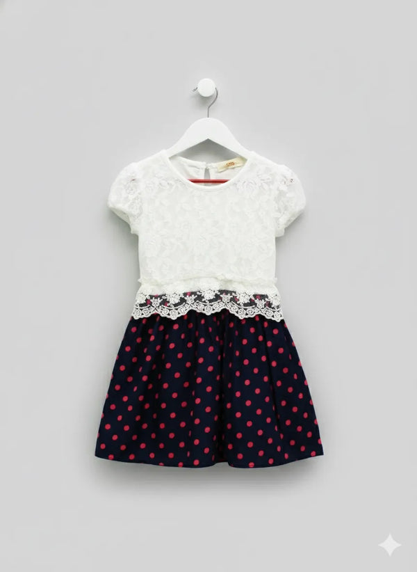 White Polka Chiffon Dress 2-3 Years