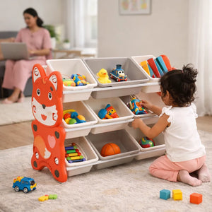 Storage Rack with Plastic Baskets