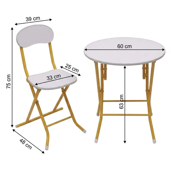 Round Foldable Desk & Chair Set