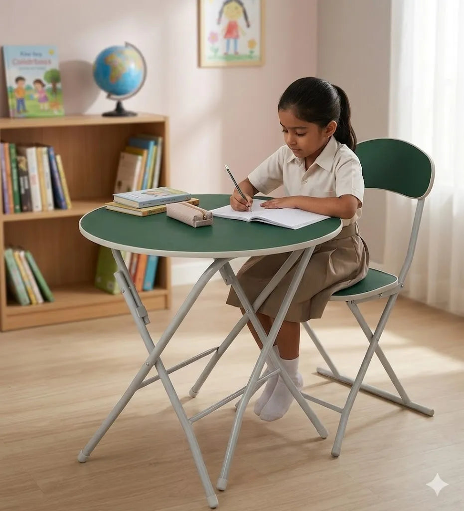 Round Foldable Desk & Chair Set