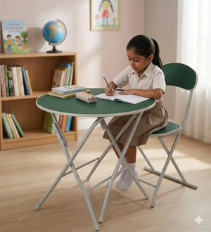 Round Foldable Desk & Chair Set