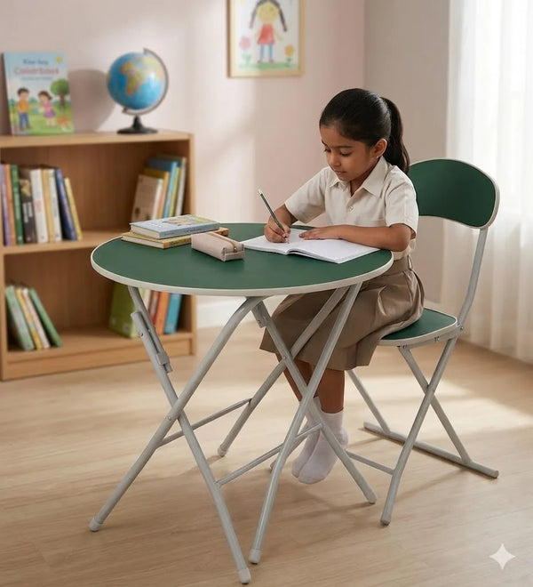 Round Foldable Desk & Chair Set