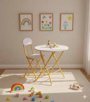 Round Foldable Desk & Chair Set