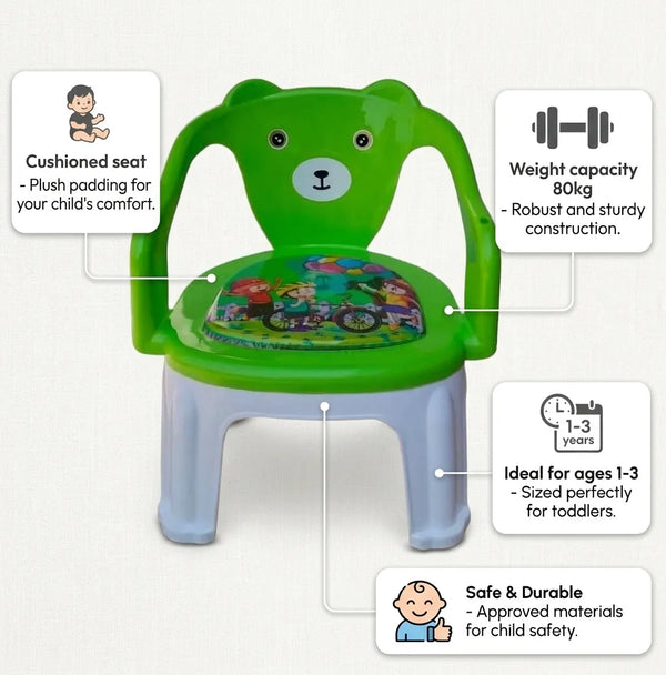 Kids Chair With Cushion Seat Green