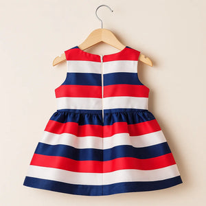 Red Blue Striped Dress Frock 4-5 Years
