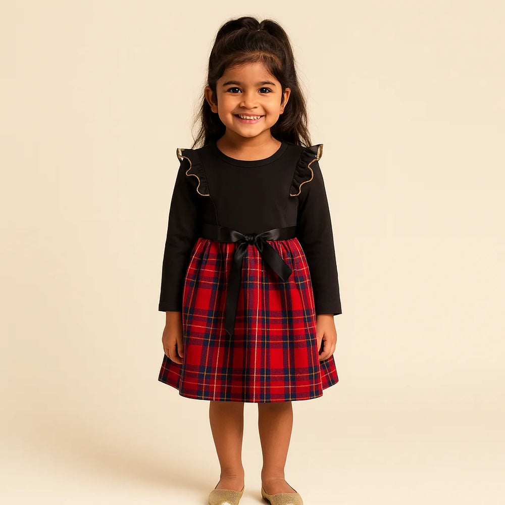 Black Red Knee Length Dress 4-5 Years