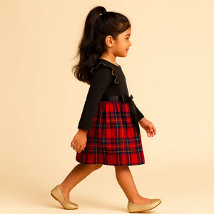 Black Red Knee Length Dress 4-5 Years