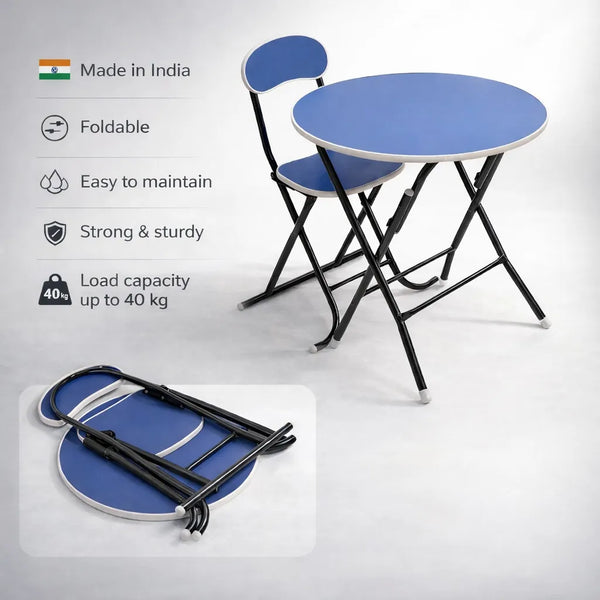 Round Foldable Desk & Chair Set
