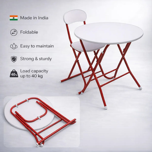 Round Foldable Desk & Chair Set
