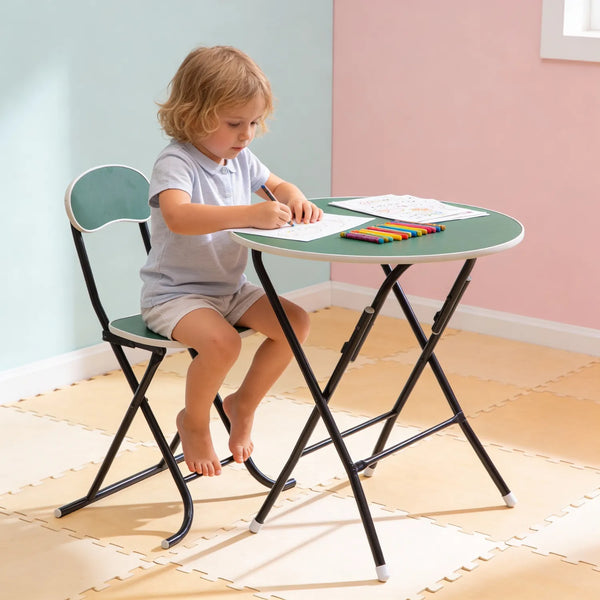 Round Foldable Desk & Chair Set