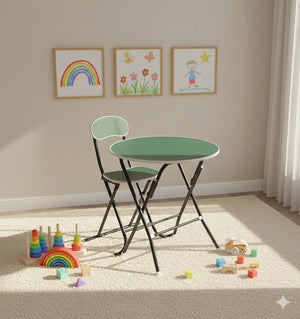 Round Foldable Desk & Chair Set