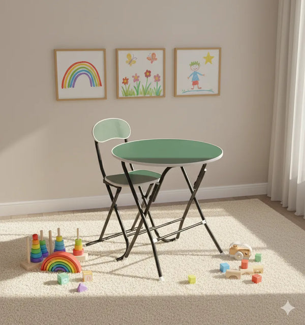 Round Foldable Desk & Chair Set