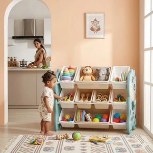 Storage Rack with Plastic Baskets