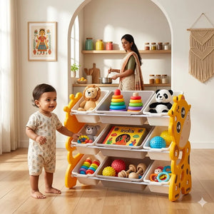 Storage Rack with Plastic Baskets