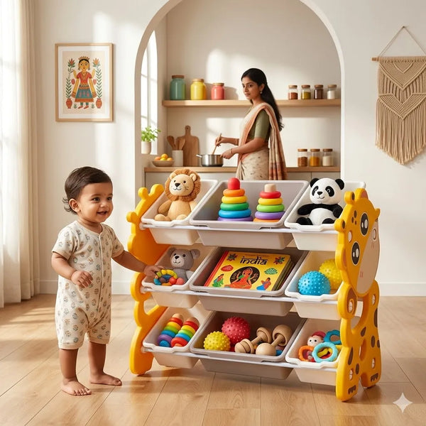 Storage Rack with Plastic Baskets