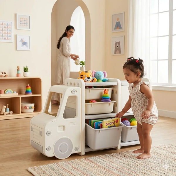 Storage Rack with Plastic Baskets