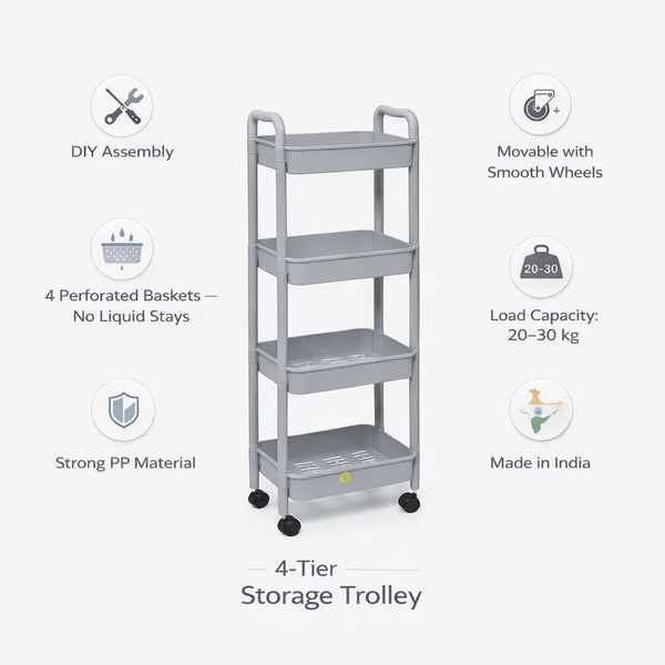 Sleek Storage 4-Layer Trolley