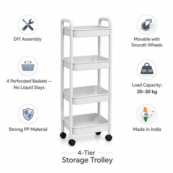 Sleek Storage 4-Layer Trolley