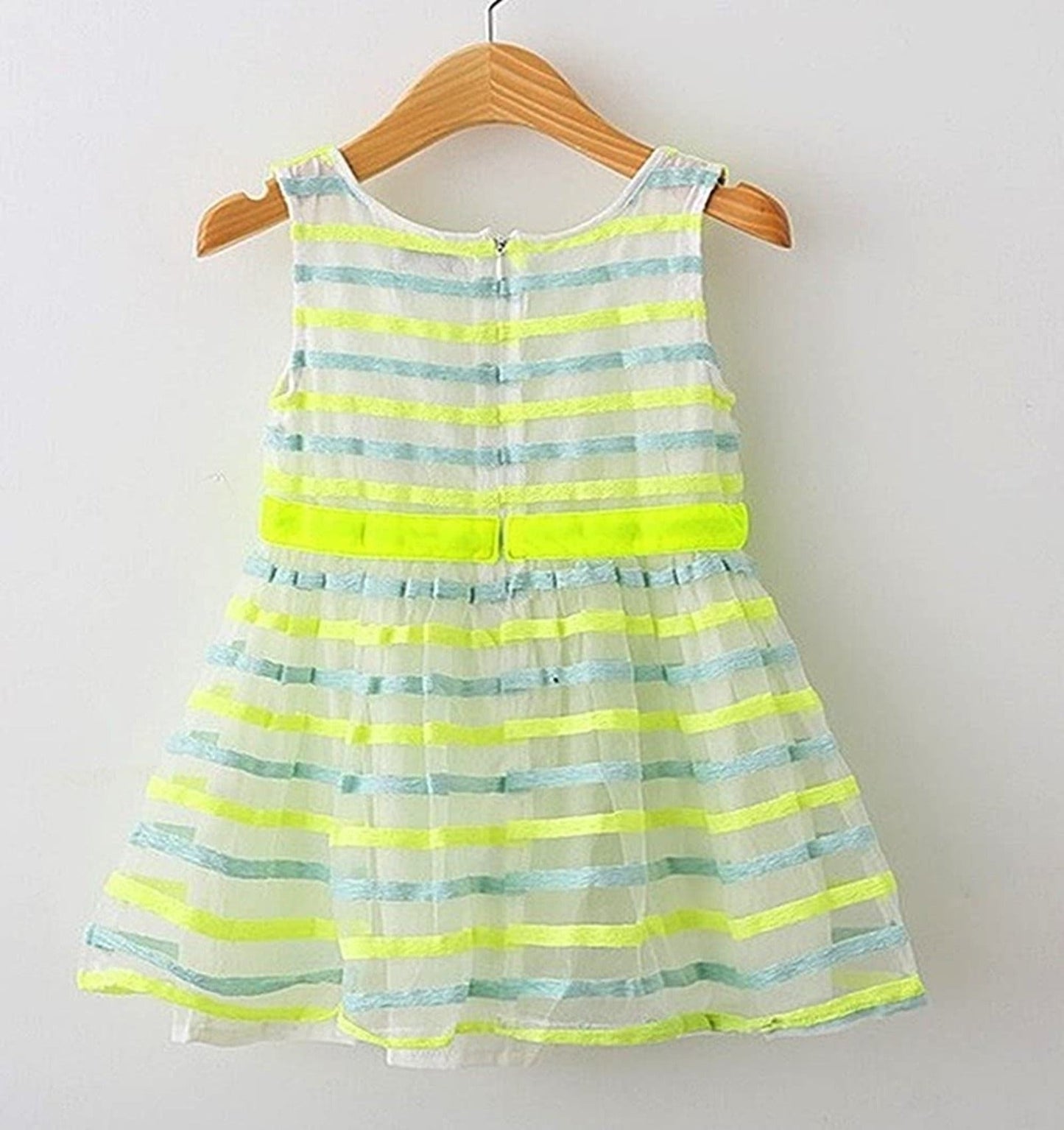Neon Lime Cotton Party Dress 3-7 Years