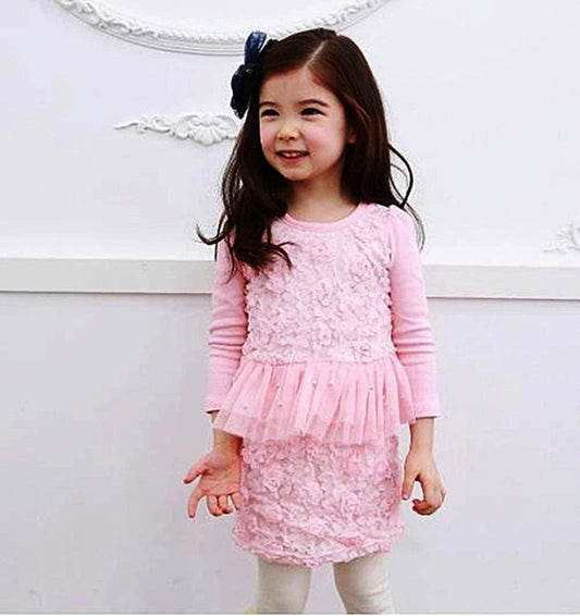 Pink Rose Cotton Party Dress 2-5 Years