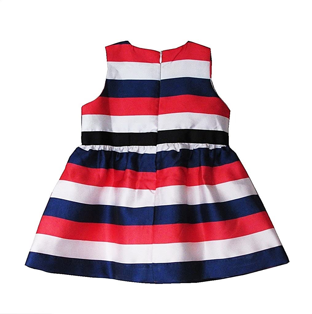 Red Blue Striped Dress Frock 4-5 Years