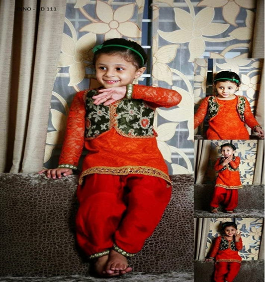 Red Girl's Cotton Salwar Suit 6-7 Years