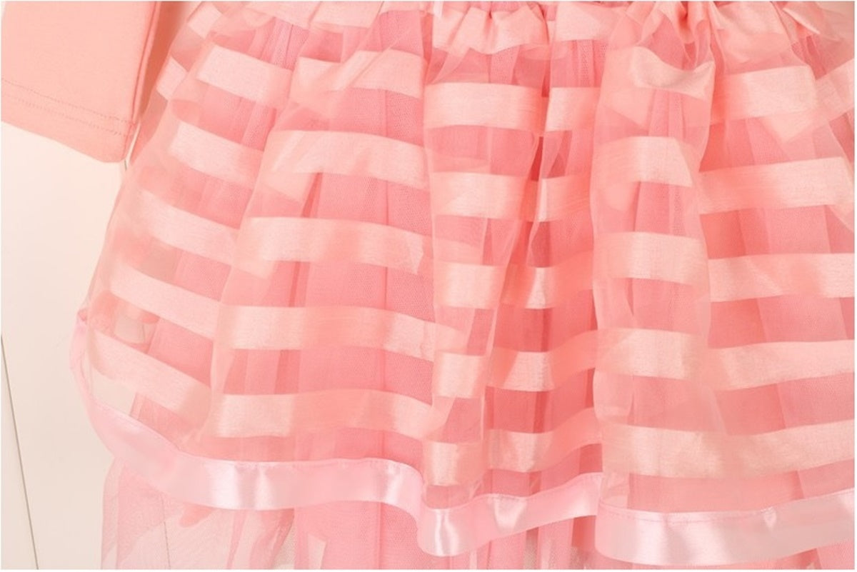White Pink Dress Cotton Frills 4-5 Years