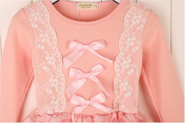 White Pink Dress Cotton Frills 4-5 Years