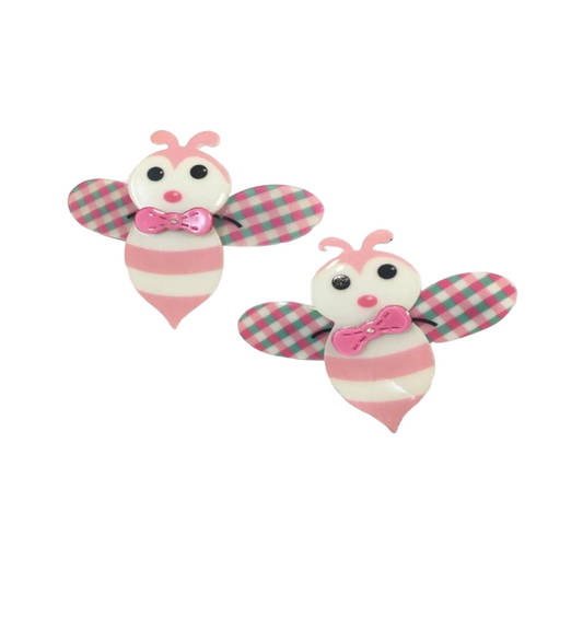 Pink Bee Hair Clips