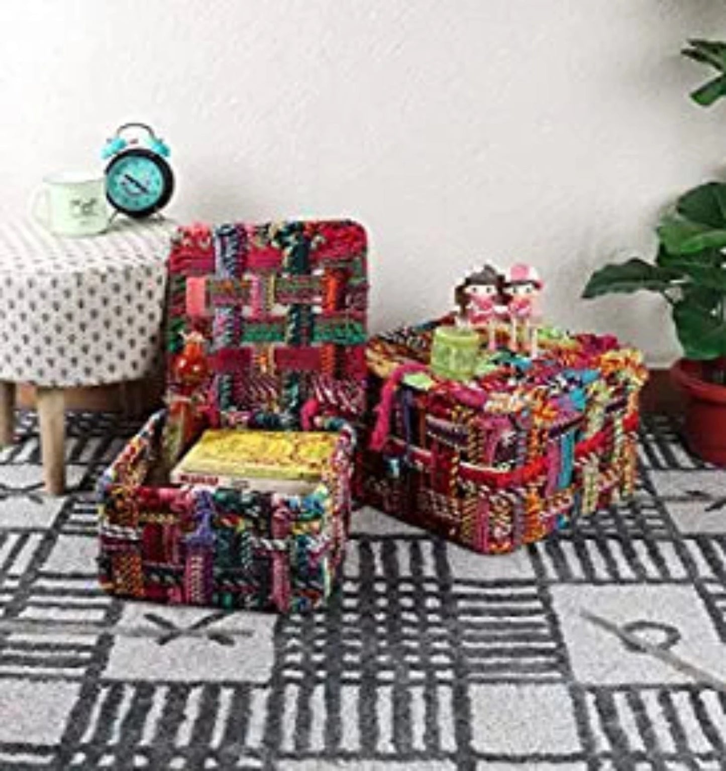 Cotton Rope Basket Multi lid 2 (L+S)
