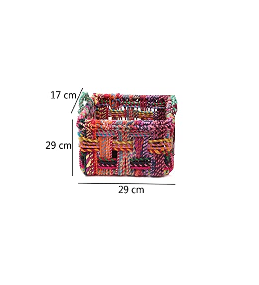 Multicolor cotton rope basket 29L x 29W x 17H cm small